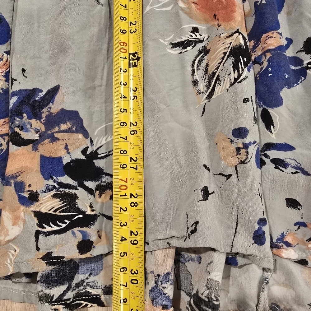 Umgee Floral Boho Baby Doll Dress V Neck Mini Balloon 3/4 Sleeves Size Small. - Picture 10 of 10